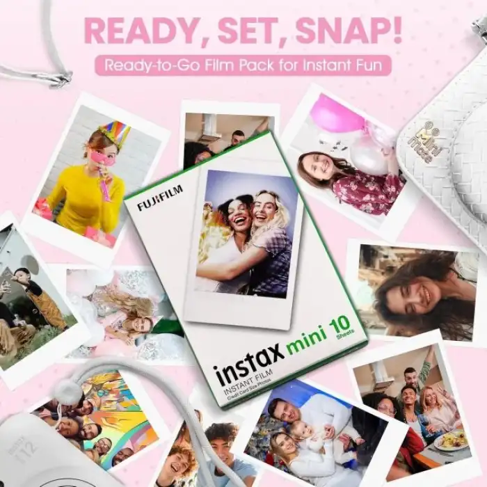 Fujifilm Instax Mini 12 Anlık Fotoğraf Makinesi/Minimate Özel Kılıf/10 Sayfa - Beyaz