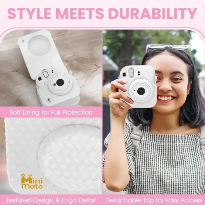 Fujifilm Instax Mini 12 Anlık Fotoğraf Makinesi/Minimate Özel Kılıf/10 Sayfa - Beyaz