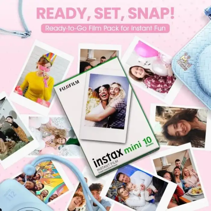 Fujifilm Instax Mini 12 Anlık Fotoğraf Makinesi/Minimate Özel Kılıf/10 Sayfa - Mavi