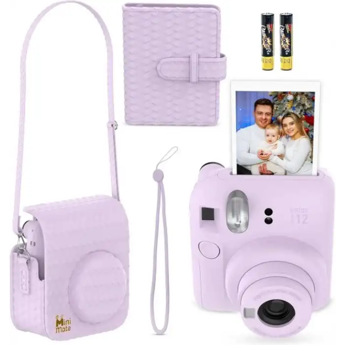 Fujifilm Instax Mini 12 Anlık Fotoğraf Makinesi/Minimate Özel Kılıf/10 Sayfa - Mor