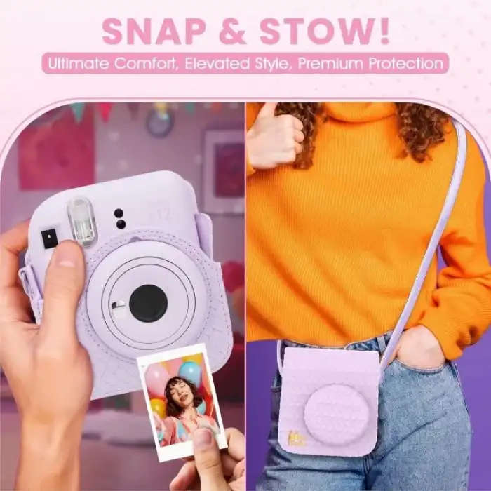 Fujifilm Instax Mini 12 Anlık Fotoğraf Makinesi/Minimate Özel Kılıf/10 Sayfa - Mor