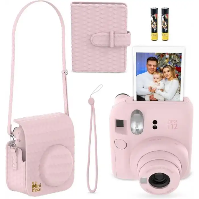 Fujifilm Instax Mini 12 Anlık Fotoğraf Makinesi/Minimate Özel Kılıf/10 Sayfa - Pembe