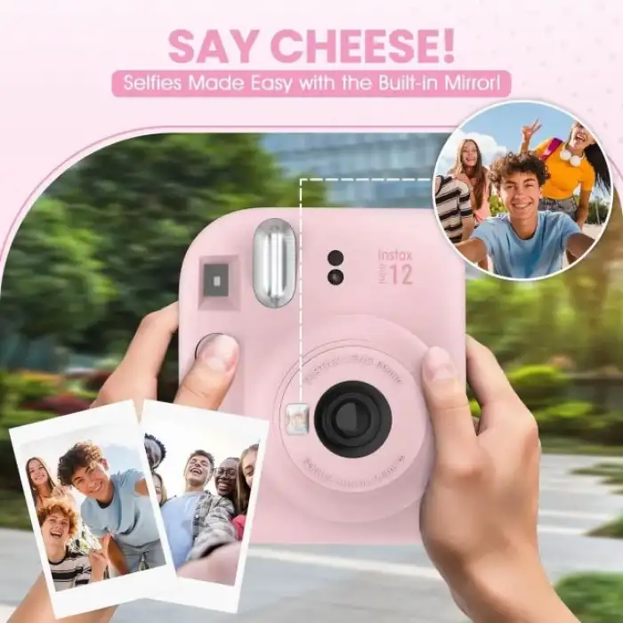 Fujifilm Instax Mini 12 Anlık Fotoğraf Makinesi/Minimate Özel Kılıf/10 Sayfa - Pembe