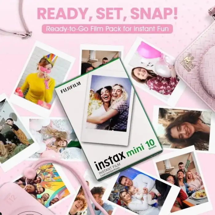 Fujifilm Instax Mini 12 Anlık Fotoğraf Makinesi/Minimate Özel Kılıf/10 Sayfa - Pembe