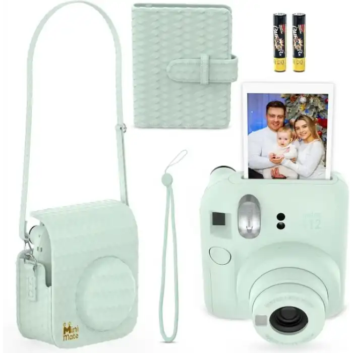 Fujifilm Instax Mini 12 Anlık Fotoğraf Makinesi/Minimate Özel Kılıf/10 Sayfa - Yeşil