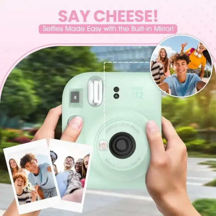 Fujifilm Instax Mini 12 Anlık Fotoğraf Makinesi/Minimate Özel Kılıf/10 Sayfa - Yeşil