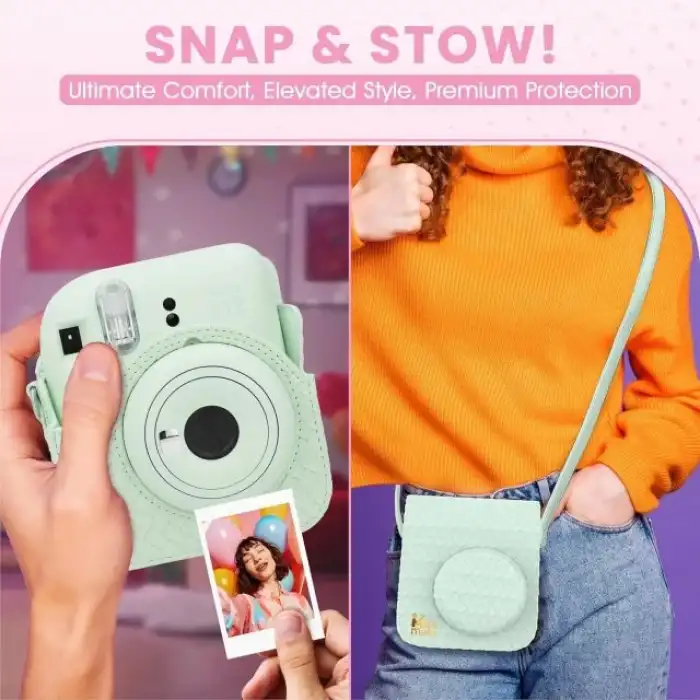 Fujifilm Instax Mini 12 Anlık Fotoğraf Makinesi/Minimate Özel Kılıf/10 Sayfa - Yeşil
