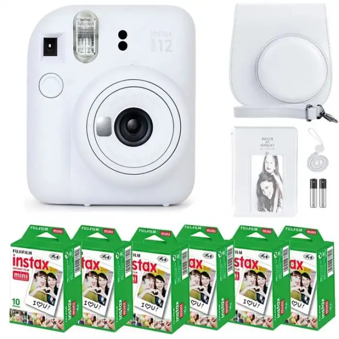 Fujifilm Instax Mini 12 Kamera/Mini Film (60 Sayfa)/Aksesuarlar - Beyaz