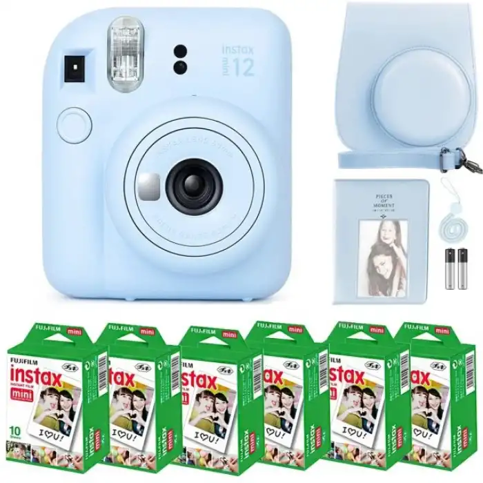 Fujifilm Instax Mini 12 Kamera/Mini Film (60 Sayfa)/Aksesuarlar - Mavi