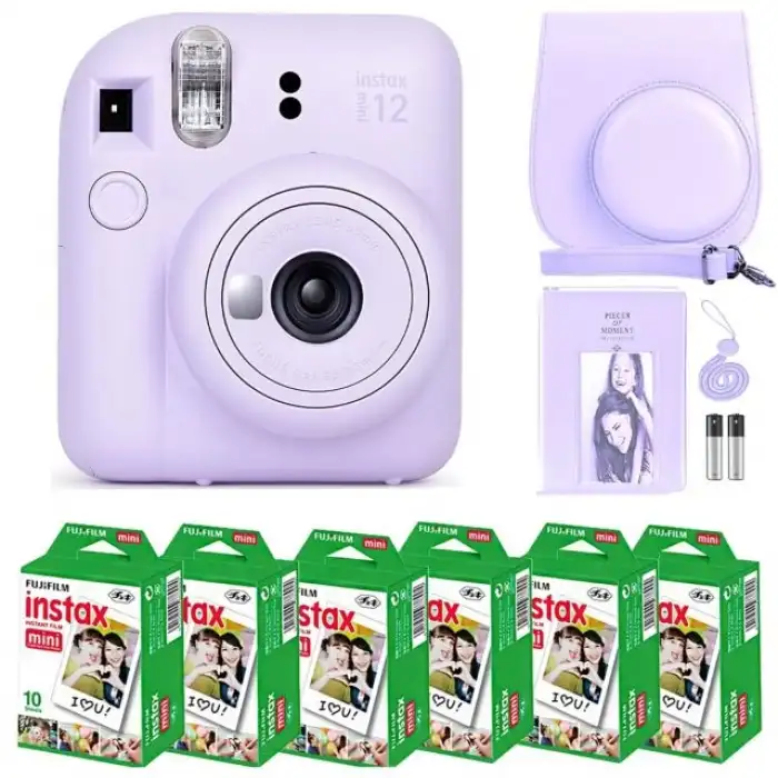 Fujifilm Instax Mini 12 Kamera/Mini Film (60 Sayfa)/Aksesuarlar - Mor