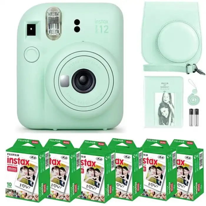 Fujifilm Instax Mini 12 Kamera/Mini Film (60 Sayfa)/Aksesuarlar - Yeşil