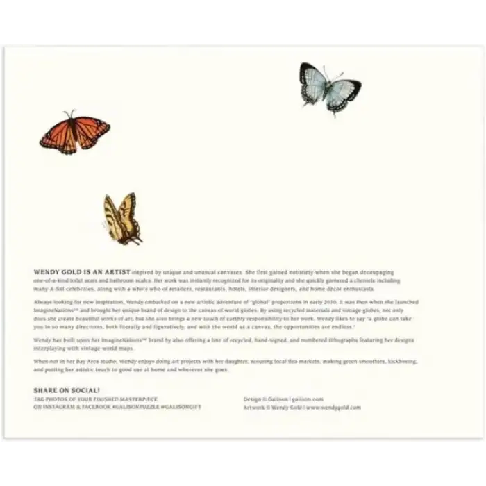 Galison Kelebek Görünümlü Dünya Haritası Puzzle