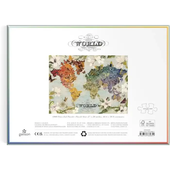 Galison Kelebek Görünümlü Dünya Haritası Puzzle