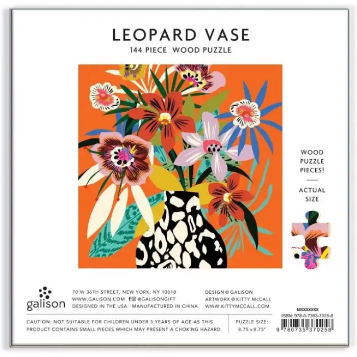 Galison Leopar Desenli Vazo Ahşap Puzzle
