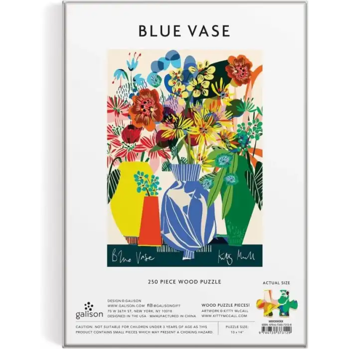 Galison Mavi Vazo Ahşap Puzzle