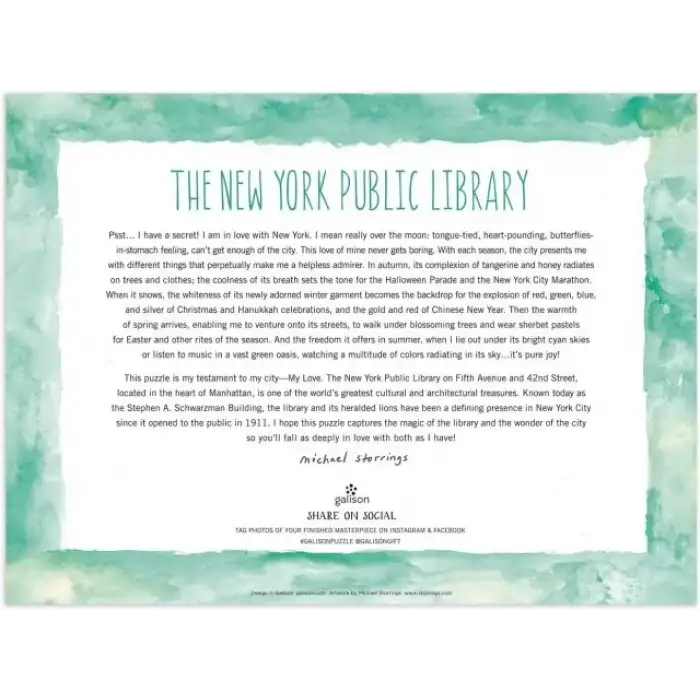 Galison New York Halk Kütüphanesi Puzzle