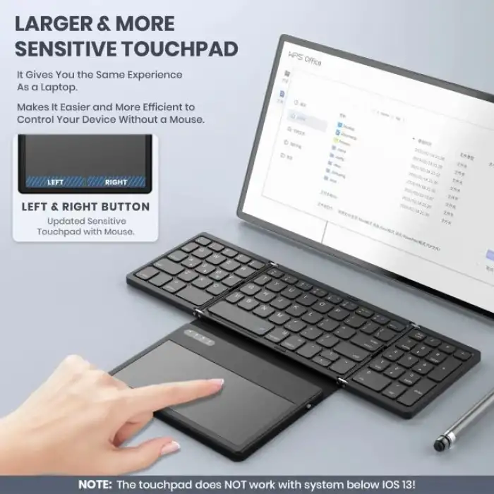 GEODMAER Büyük Touchpad Katlanabilir Bluetooth Klavye