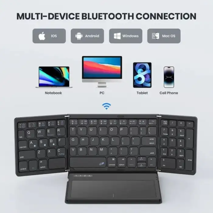 GEODMAER Büyük Touchpad Katlanabilir Bluetooth Klavye