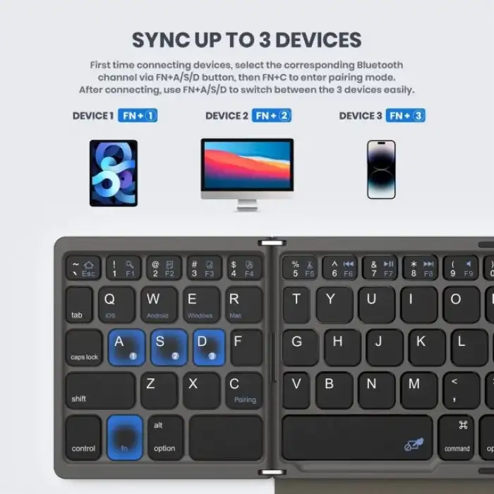 GEODMAER Büyük Touchpad Katlanabilir Bluetooth Klavye