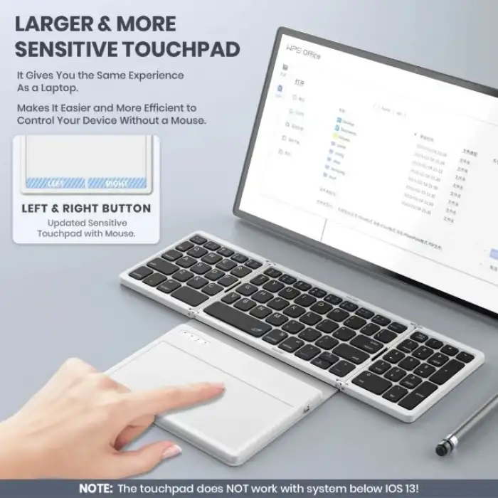 GEODMAER Büyük Touchpad Katlanabilir Bluetooth Klavye