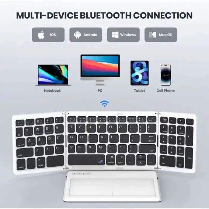 GEODMAER Büyük Touchpad Katlanabilir Bluetooth Klavye