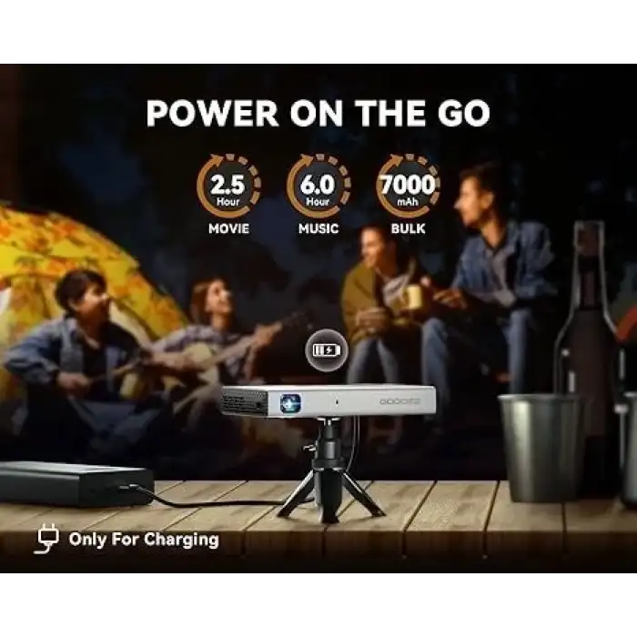 Goodee 4K Mini Projektör 1080P, WiFi ve Bluetooth, Tripod ve Çanta İle