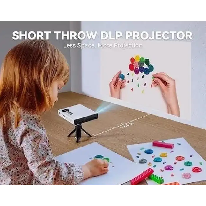 Goodee 4K Mini Projektör 1080P, WiFi ve Bluetooth, Tripod ve Çanta İle