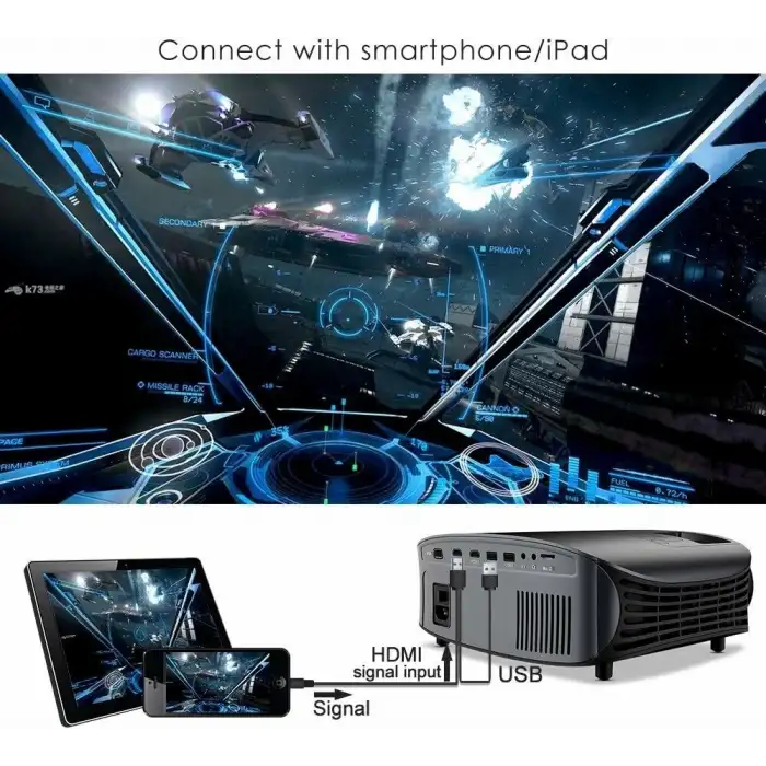 GooDee Projektör, 1080P - 12000L Dış Mekan Video Projektörü, 230 Inc