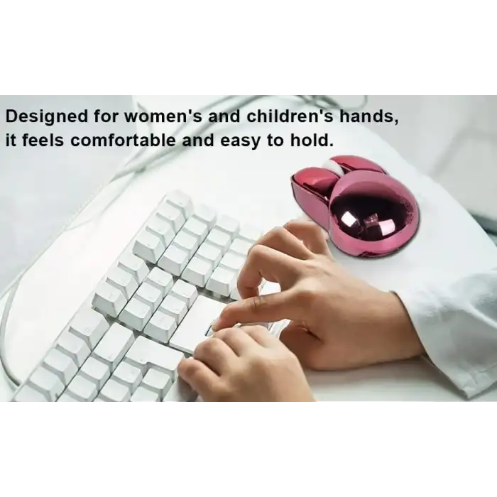 Guguelec Kablosuz Mouse, Sevimli Tavşan Bluetooth Çift Mod, Küçük - Kırmızı