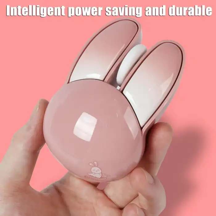 Guguelec Kablosuz Mouse, Sevimli Tavşan Bluetooth Çift Mod, Küçük - Pembe