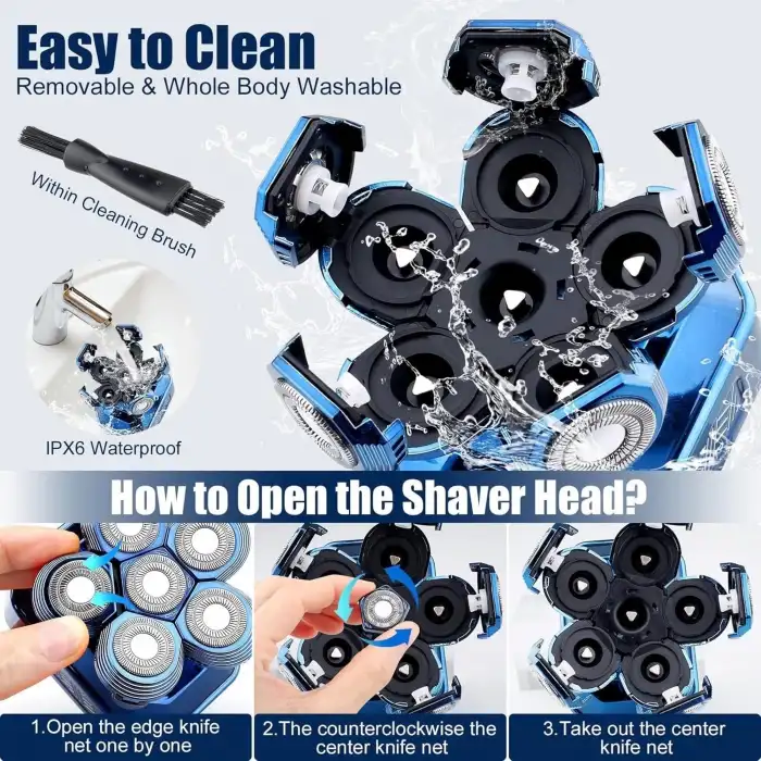Handsomeface 6D Saç Tıraş Makinesi, 6sı 1 Arada Bakım Seti - Mavi