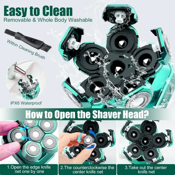 Handsomeface 6D Saç Tıraş Makinesi, 6sı 1 Arada Bakım Seti - Yeşil