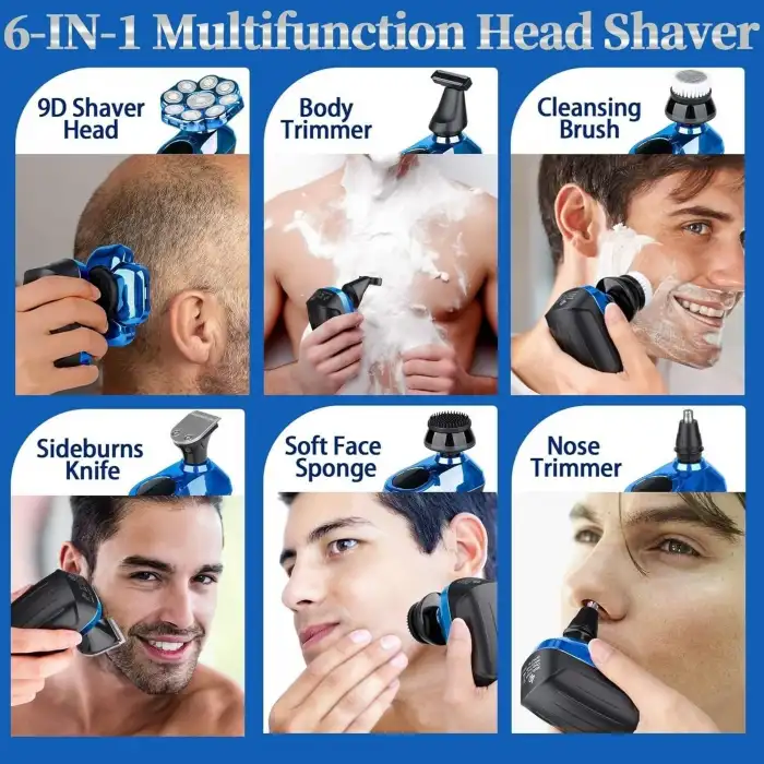 Handsomeface 9D Elektrikli Baş Tıraş Makinesi Geliştirilmiş - Mavi