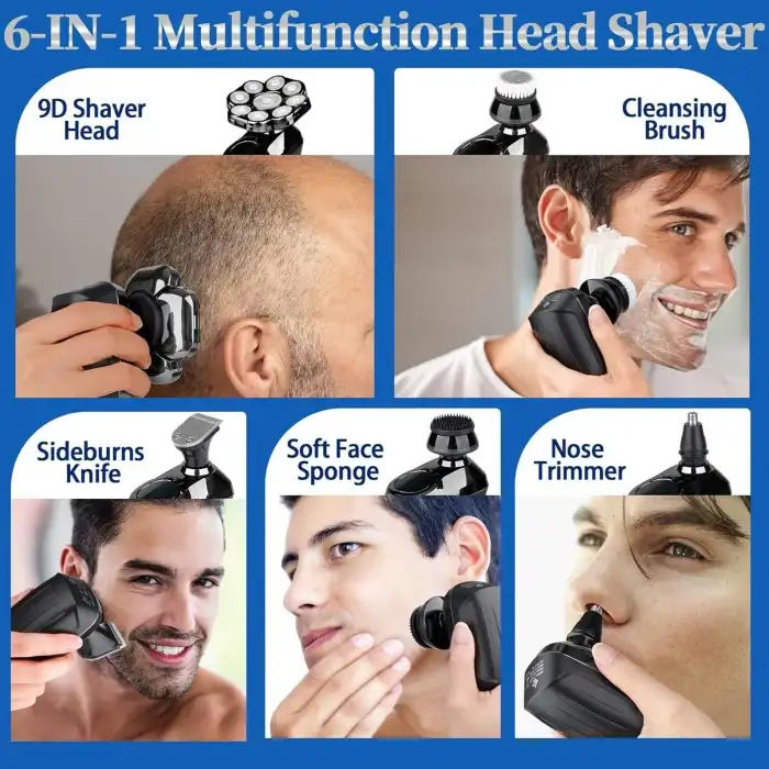 Handsomeface 9D Elektrikli Baş Tıraş Makinesi Geliştirilmiş - Siyah