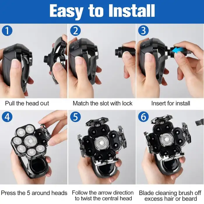 Handsomeface 9D Elektrikli Baş Tıraş Makinesi Geliştirilmiş - Siyah