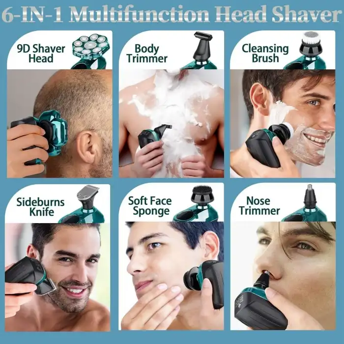 Handsomeface 9D Elektrikli Baş Tıraş Makinesi Geliştirilmiş - Yeşil