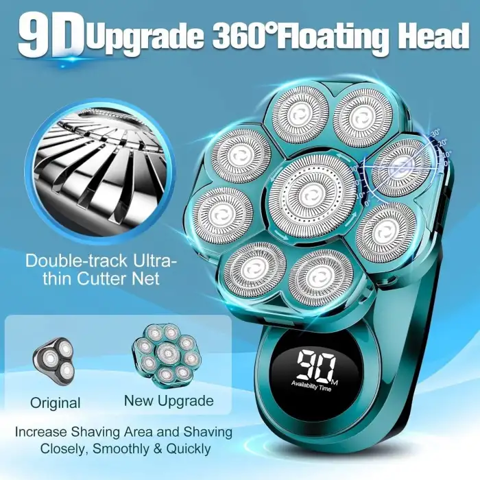 Handsomeface 9D Elektrikli Baş Tıraş Makinesi Geliştirilmiş - Yeşil