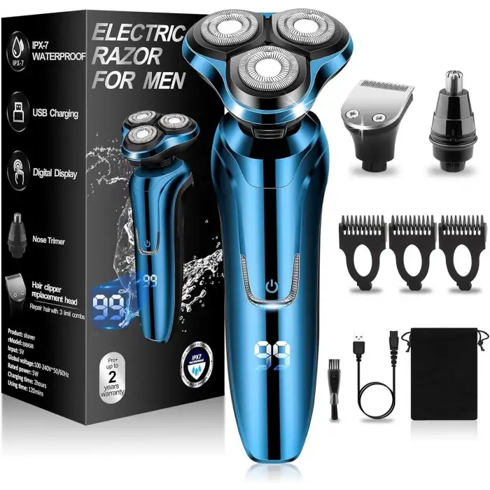 Handsomeface Elektrikli Tıraş Makinesi Döner Su Geçirmez - Açık Mavi