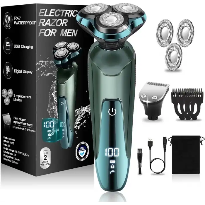 Handsomeface Elektrikli Tıraş Makinesi Döner Su Geçirmez - Koyu Yeşil