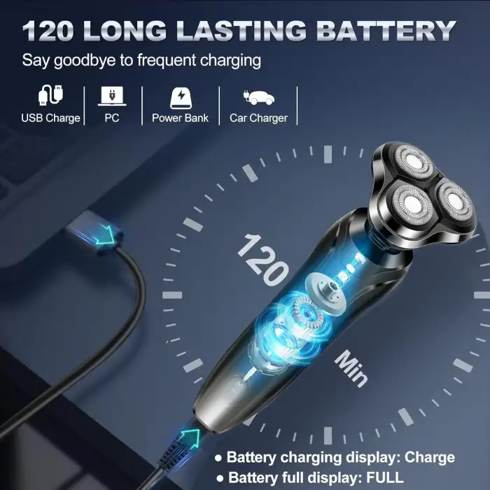 Handsomeface Elektrikli Tıraş Makinesi Döner Yedek/Su Geçirmez - Gri