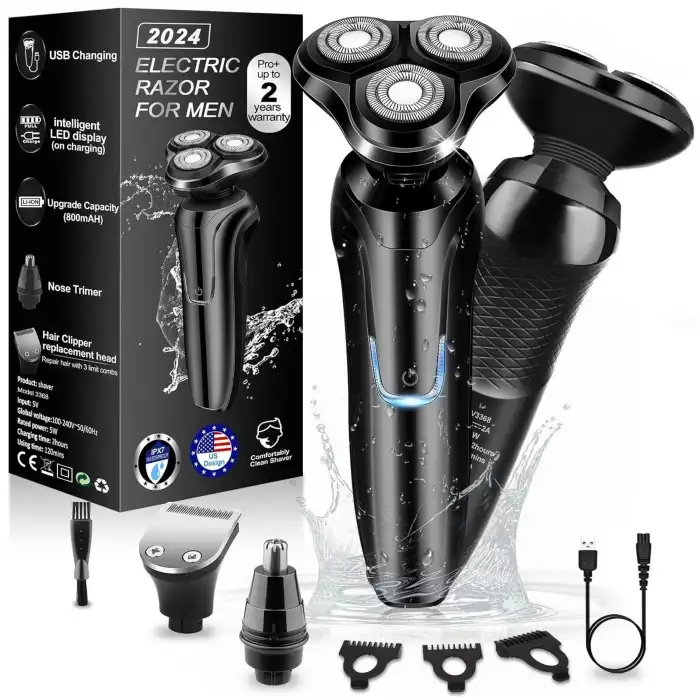 Handsomeface Elektrikli Tıraş Makinesi Döner Yedek/Su Geçirmez - Siyah