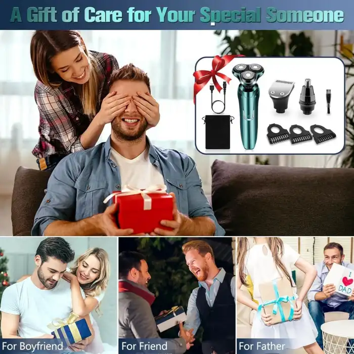 Handsomeface Elektrikli Tıraş Makinesi Döner Yedek/Su Geçirmez - Yeşil