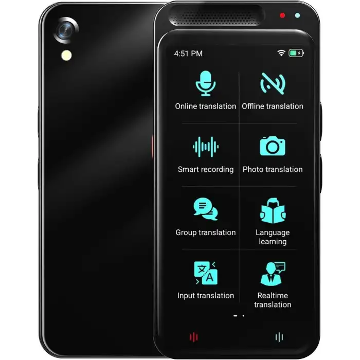 HASLED Taşınabilir Tercüman Cihazı, 138 Dil ve 4.1 Inc Dokunmatik Ekran - Siyah