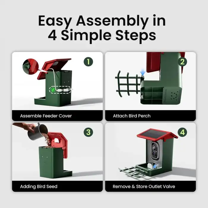 Heapets Kamera, Güneş Enerjili 2K HD Video - Kırmızı