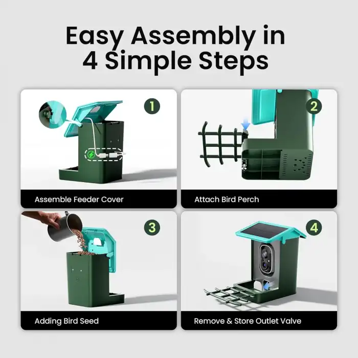 Heapets Kamera, Güneş Enerjili 2K HD Video - Nane Mavisi