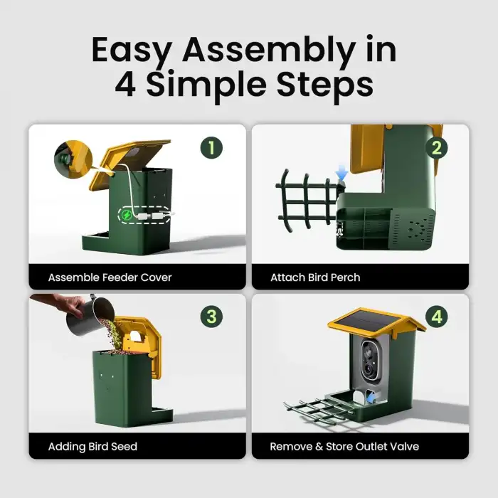 Heapets Kamera, Güneş Enerjili 2K HD Video - Sarı