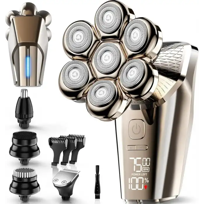 Hexus 7D Çıkarılabilir Baş Tıraş Makinesi Kuru/Islak - Erkekler İçin - Gold