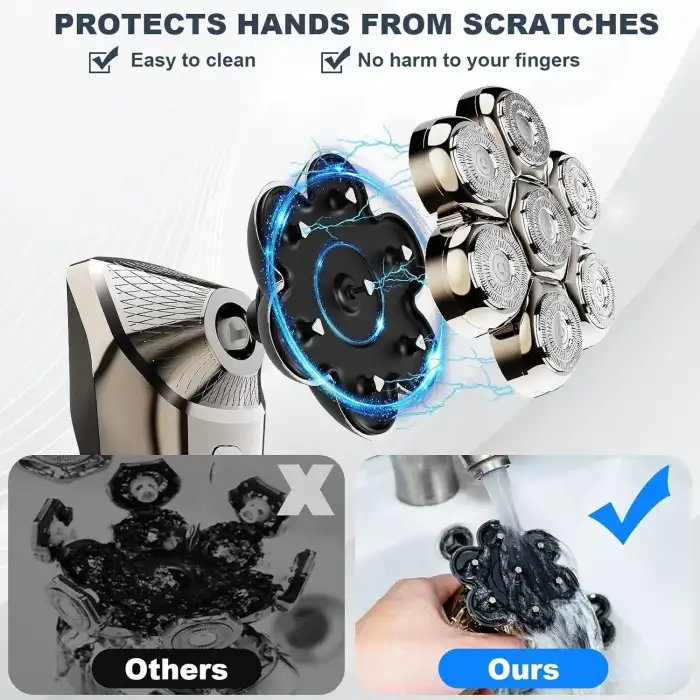 Hexus 7D Çıkarılabilir Baş Tıraş Makinesi Kuru/Islak - Erkekler İçin - Gold