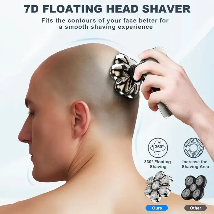 Hexus 7D Çıkarılabilir Baş Tıraş Makinesi Kuru/Islak - Erkekler İçin - Gold