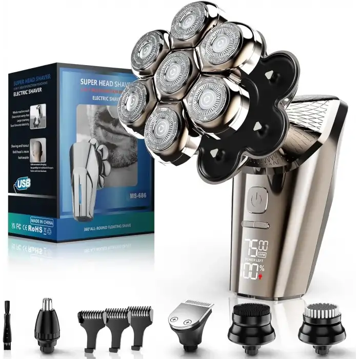 Hexus 7D Çıkarılabilir Baş Tıraş Makinesi Kuru/Islak IPX7 Su Geçirmez